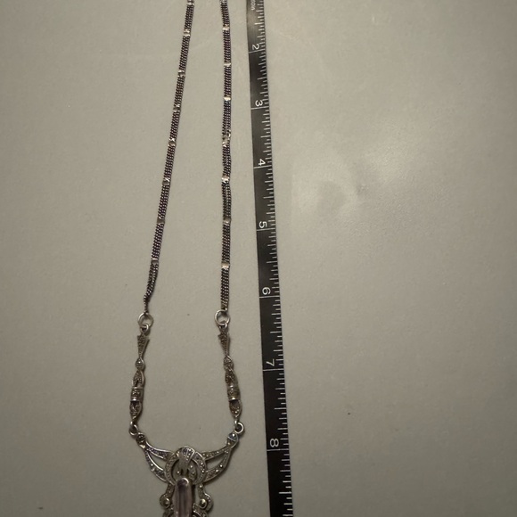 Elegant sterling silver and amethyst necklace. Rare and antique - Picture 5 of 10